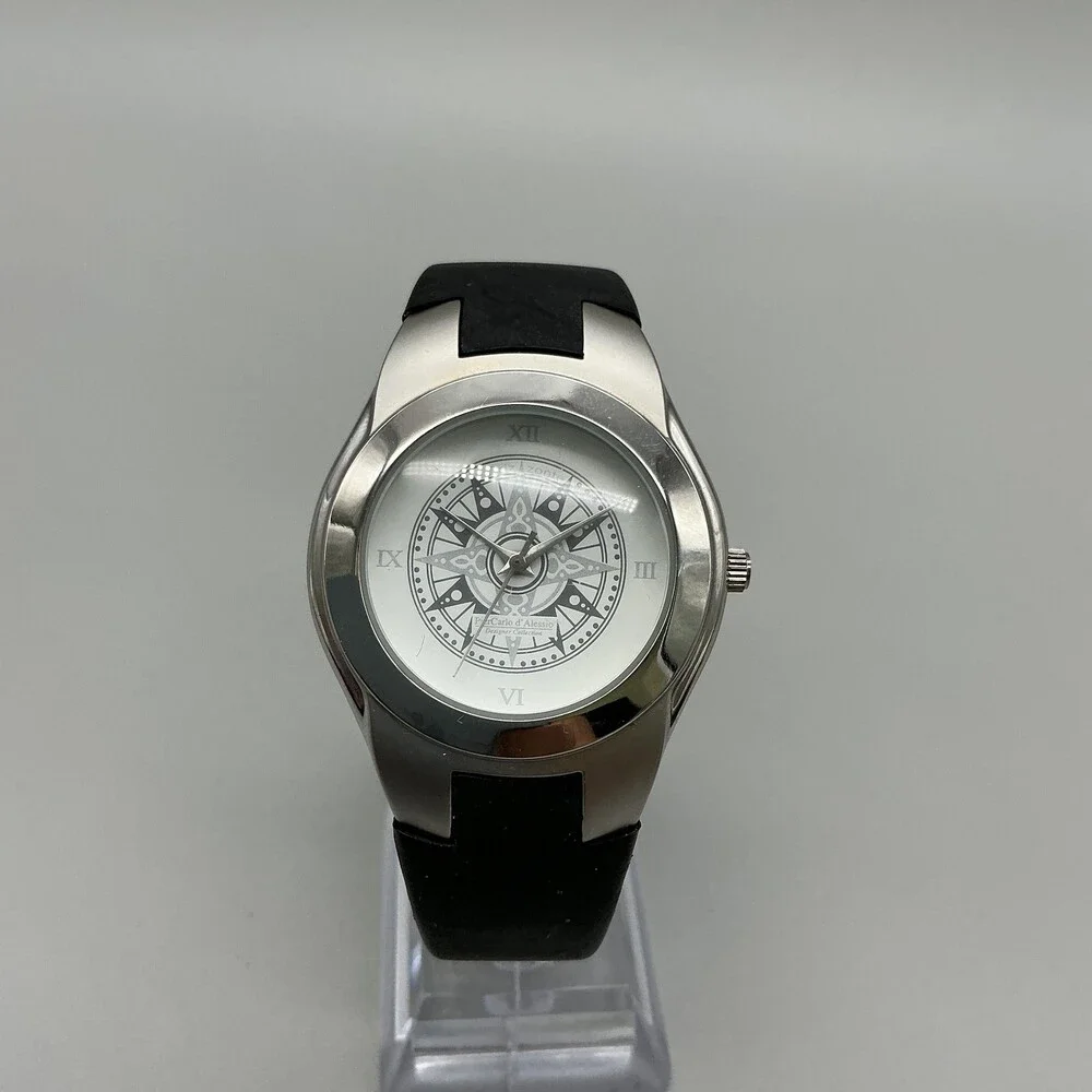 PierCarlo D'Alessio Orizzonte Elegance Mens Watch 37mm Silver Tone New Battery